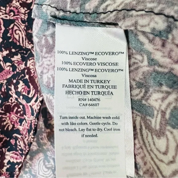 Faherty Portia Top with Fiona Black Floral Print Medium - Picture 5 of 6